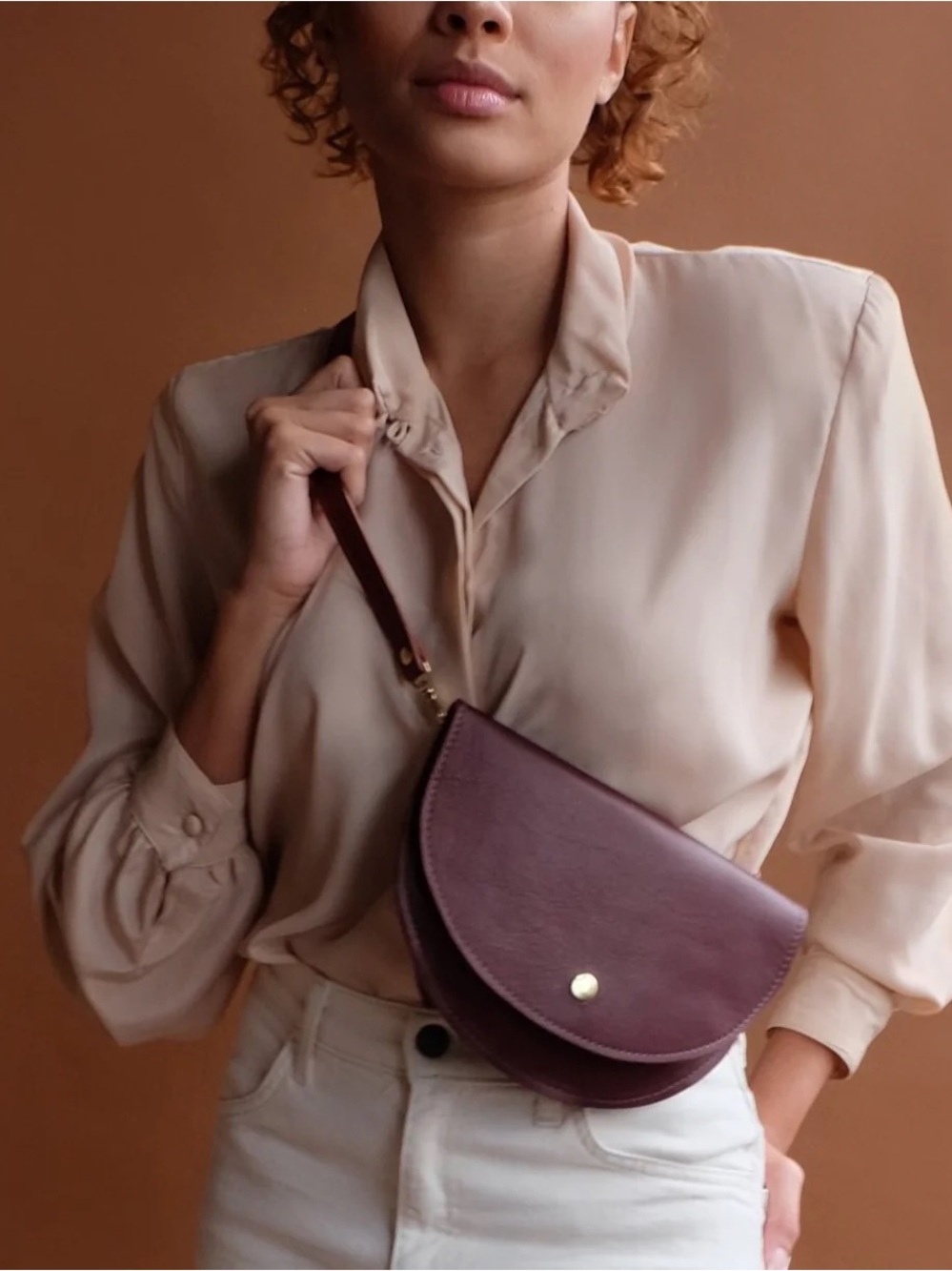 Ester burgundy leather fanny /crossbody by AWL Snap